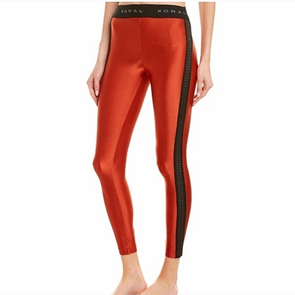 Koral Burnt Orange Atom Leggings With Side Studded Detail Sz M - Picture 1 of 14